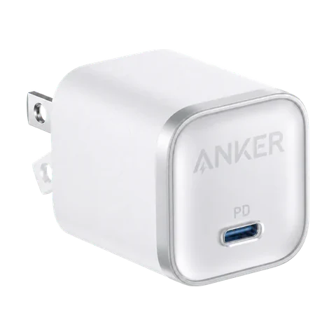 White Anker Nano charger with a USB-C port