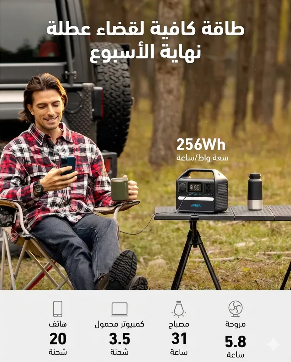 منفذ USB-C بقوة 60 واط لمحطة انكر 521 باور هاوس - شحن سريع PD