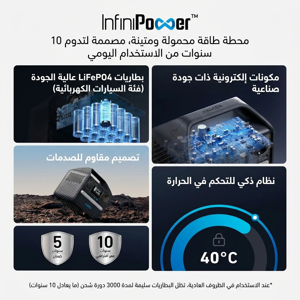 كشاف LED مدمج في محطة انكر 521 باور هاوس - إضاءة طوارئ