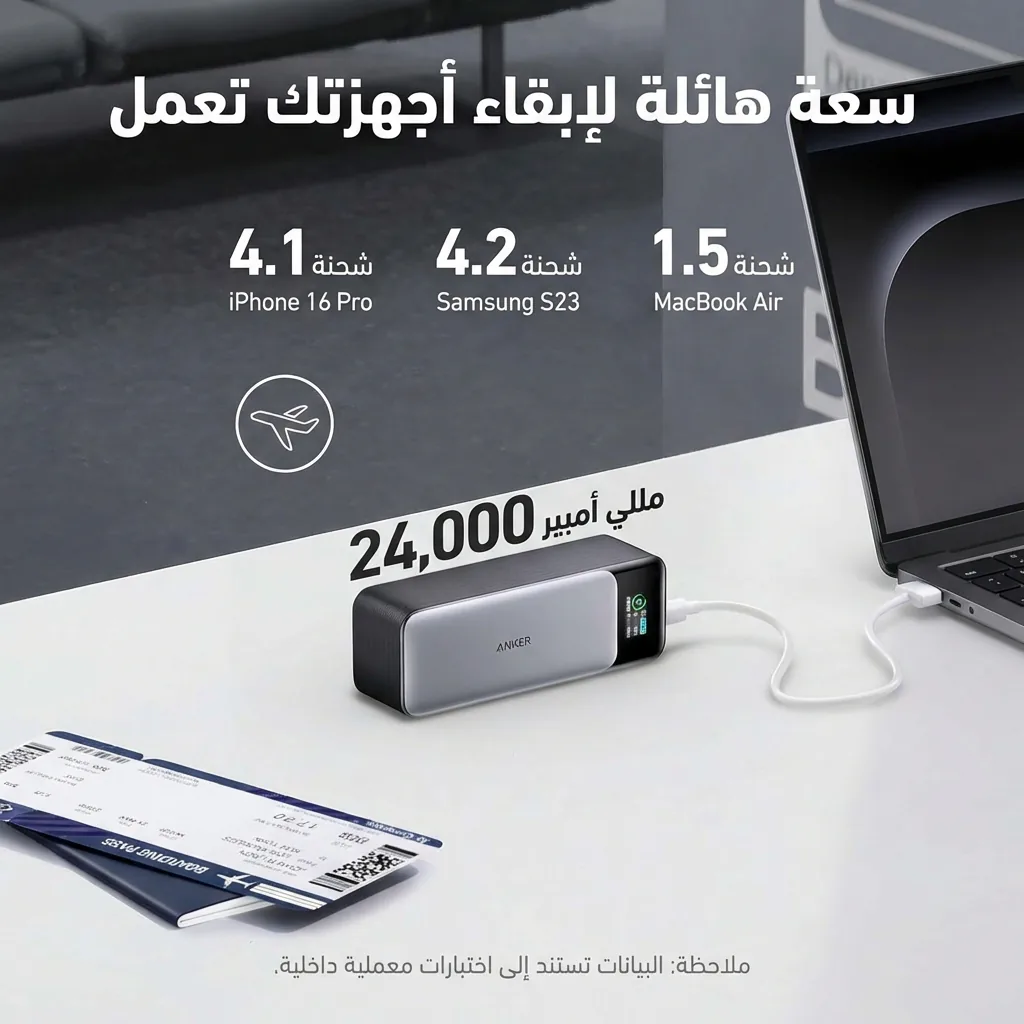 شاشة ديجيتال ذكية لباور بانك انكر 737 تعرض الواط والفولت في الوقت الحقيقي - كايرو فولت