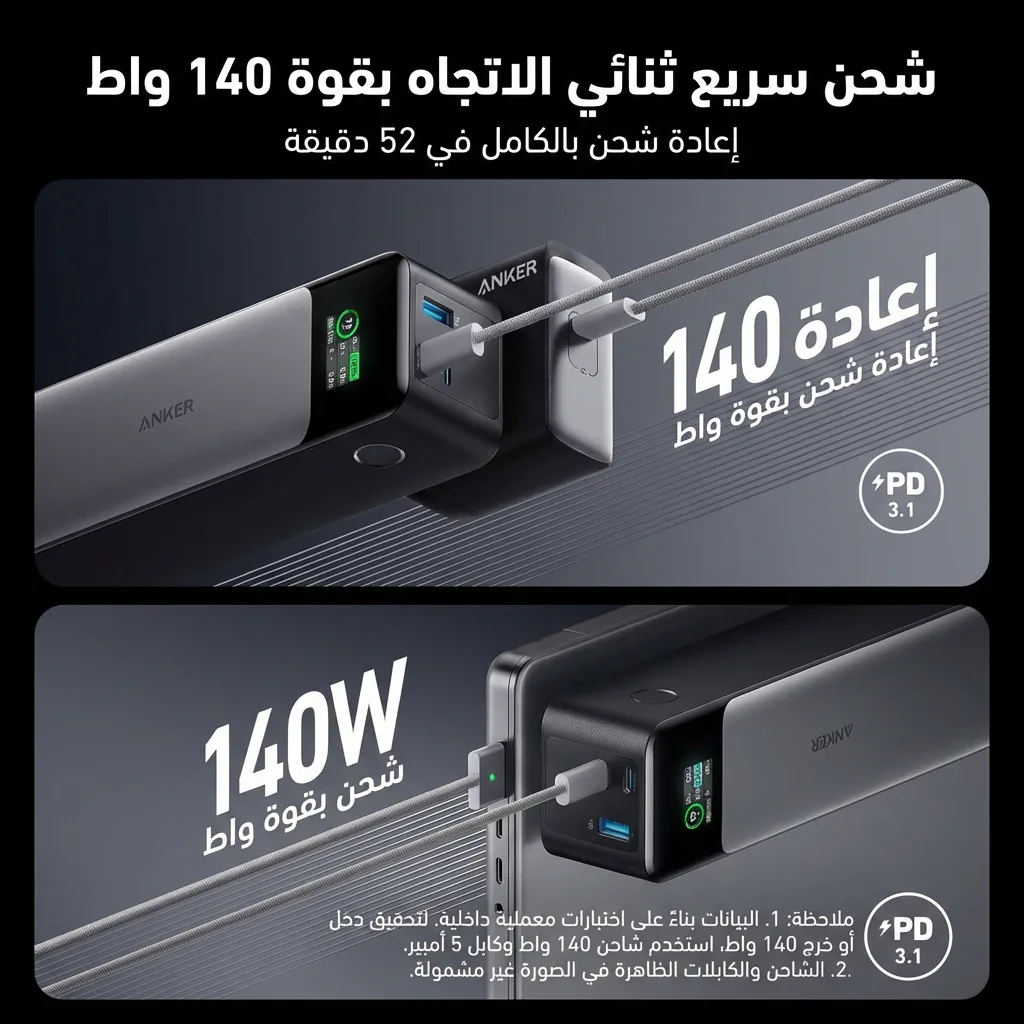 Anker 737 charging MacBook Pro and iPhone simultaneously - dual USB-C fast charge Egypt