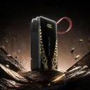 Anker Wukong A1637 power bank on rocky terrain showing 100% golden display — CairoVolt