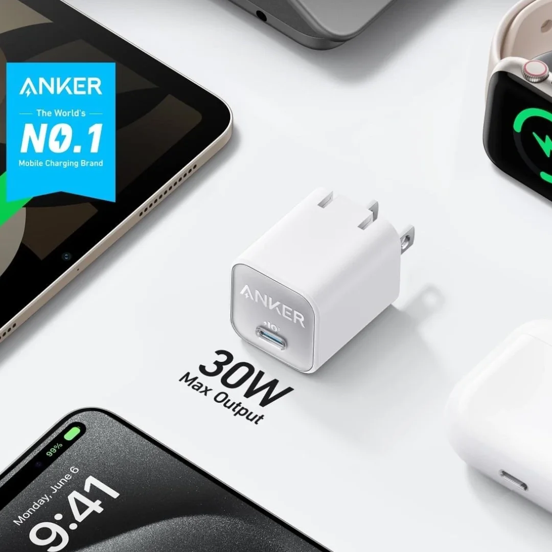 شاحن انكر A2147 بقوة 30 واط مع ايفون وايباد وايربودز وابل واتش - كايرو فولت