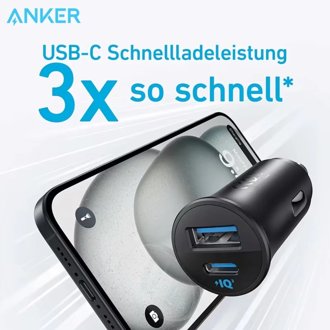 Anker A2741 charging iPhone via USB-C PD in car dashboard
