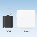 Anker Nano Pro 45W A2692 size comparison versus a 30W charger, foldable US plug — CairoVolt
