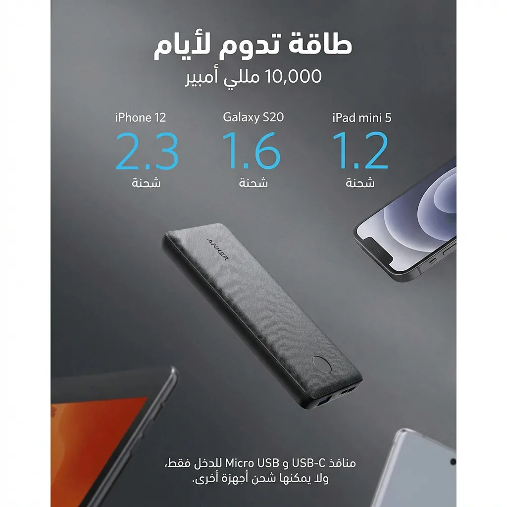 Anker PowerCore 10000 LED battery indicator showing 4 status lights - charge level - CairoVolt