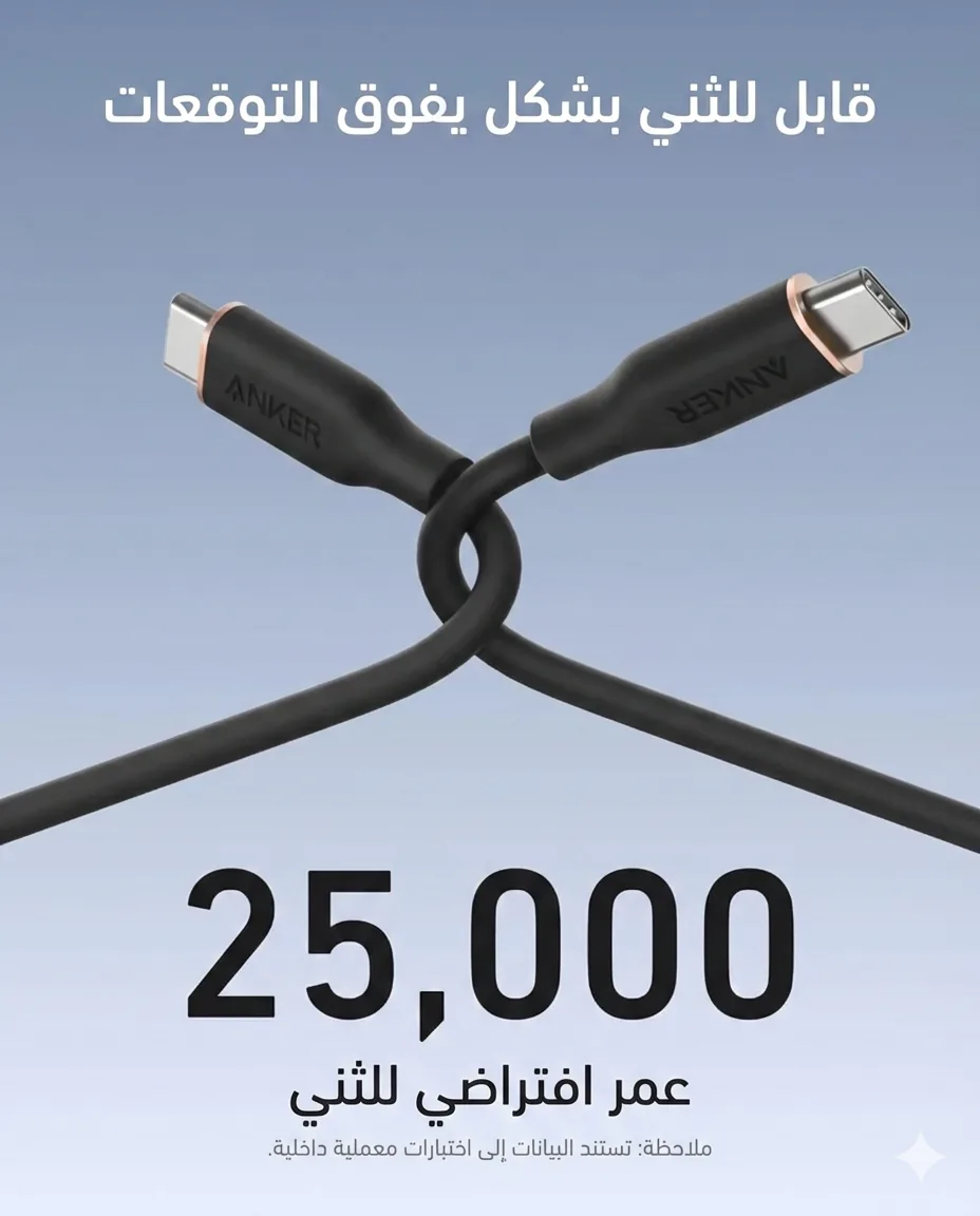 محتويات علبة كابل انكر USB-C إلى USB-C مع الملحقات - كايرو فولت
