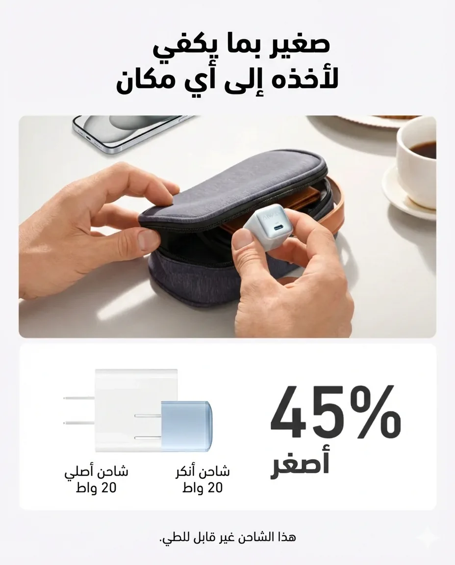 راس شاحن انكر 20 واط - توصيل القاهرة والجيزة - ضمان 18 شهر