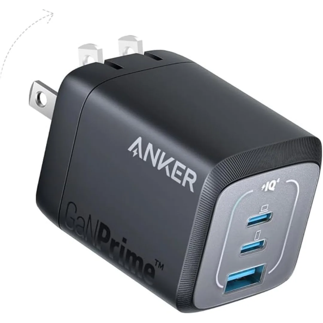 شاحن حائط أنكر برايم 67 واط جان (A2669) — 3 منافذ (2 USB-C + USB-A) | GaNPrime وPowerIQ 4.0 | ضمان 18 شهر