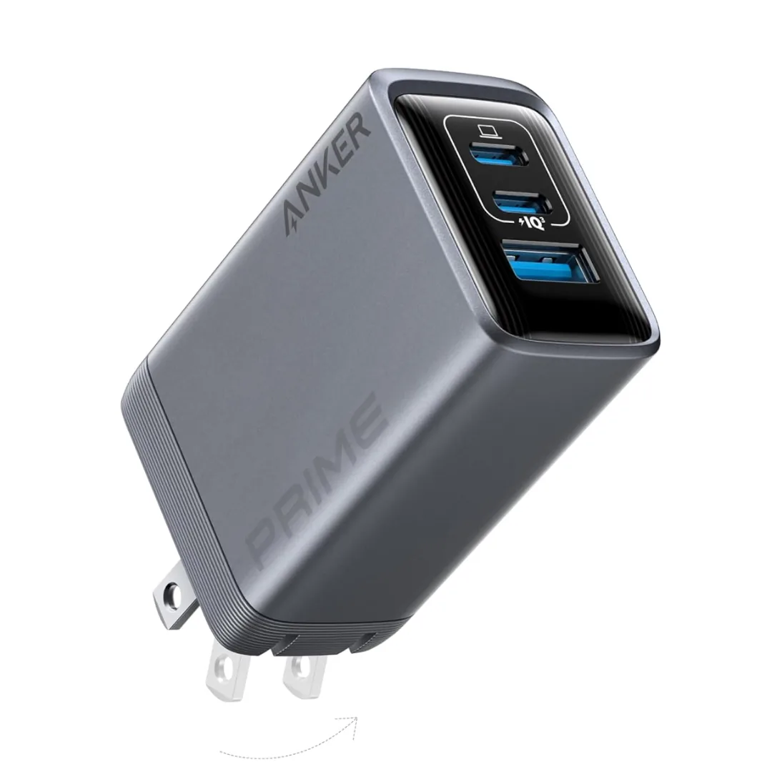شاحن أنكر برايم 100 واط GaN بـ3 منافذ — منفذين USB-C ومنفذ USB-A | يشحن ماك بوك 50% في 30 دقيقة | ضمان 24 شهر