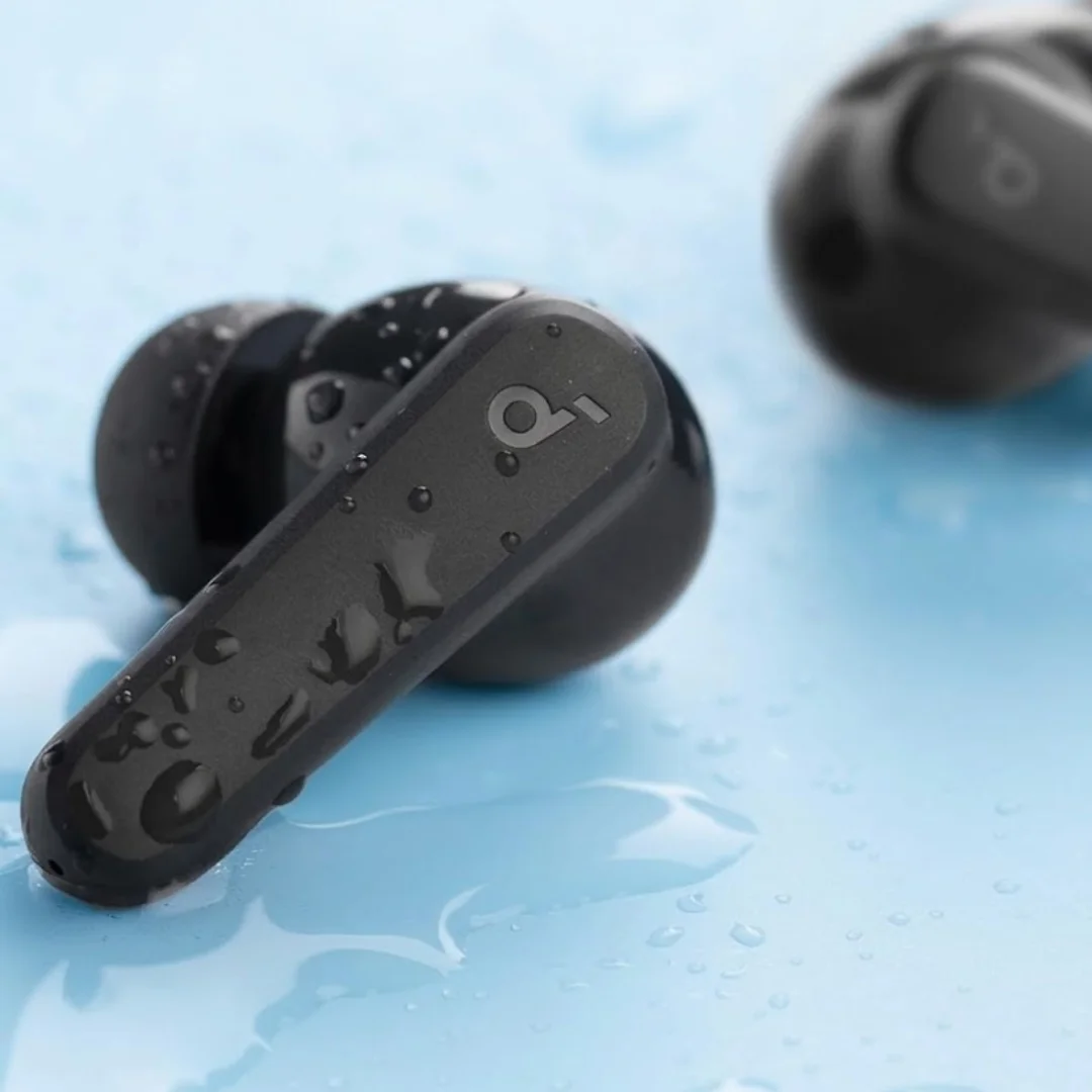 Anker R50i earbuds close-up showing 10mm drivers