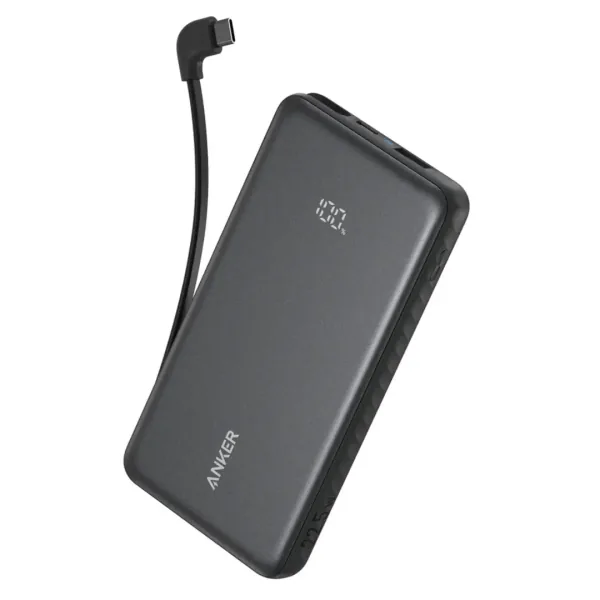 Anker ZOLO A110D 10000mAh power bank with built-in USB-C cable and LED digital display - CairoVolt Egypt
