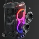 JBL PartyBox Stage 320 JBLPBSTAGE320 cutaway render with woofers and tweeters pulled out of the cabinet - CairoVolt